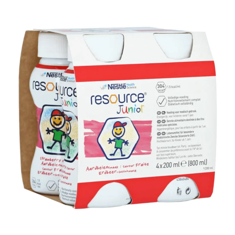 Nestlé Resource Junior Trinknahrung Erdbeere, 4 x 200 ml