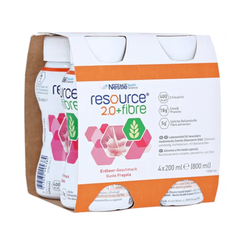 Nestlé Resource® 2.0 + Fibre Erdbeere, 4×200 ml